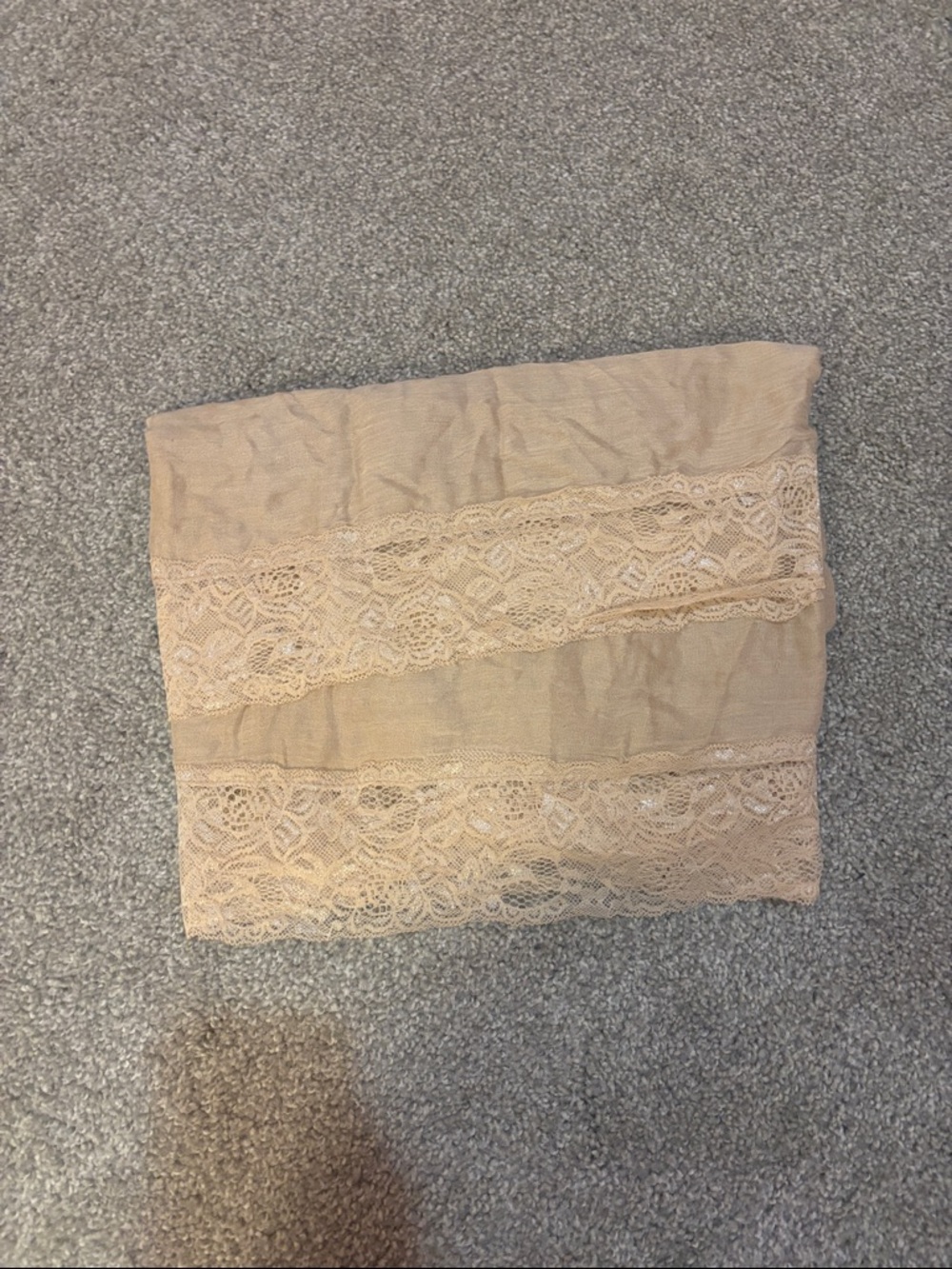 Peach scarf with lace trim